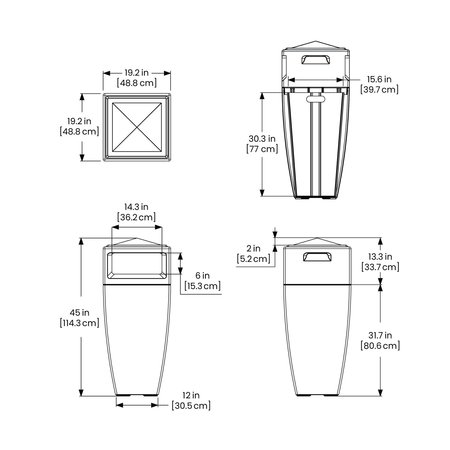 Mayne Trash Can, Graphite Grey, Polyethylene 8841-GRG